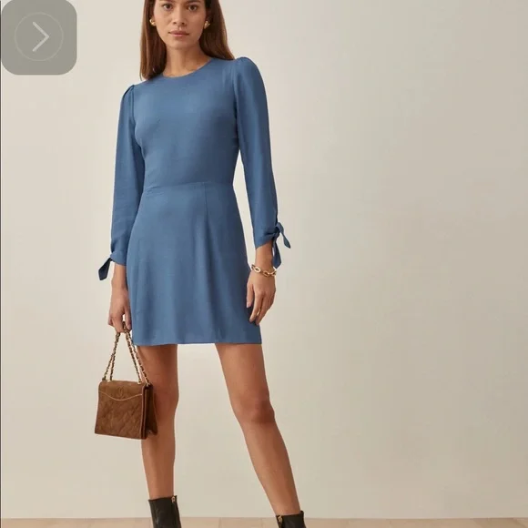 short reformation dress Reformation Zia Ribbed Knit Robin's Egg Blue Mini Dress Small